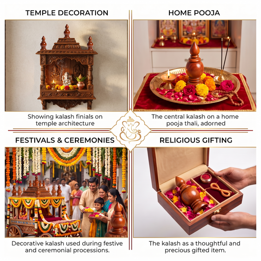 Wooden Kalash for Home Temple & Mandir - 5 Inch Height