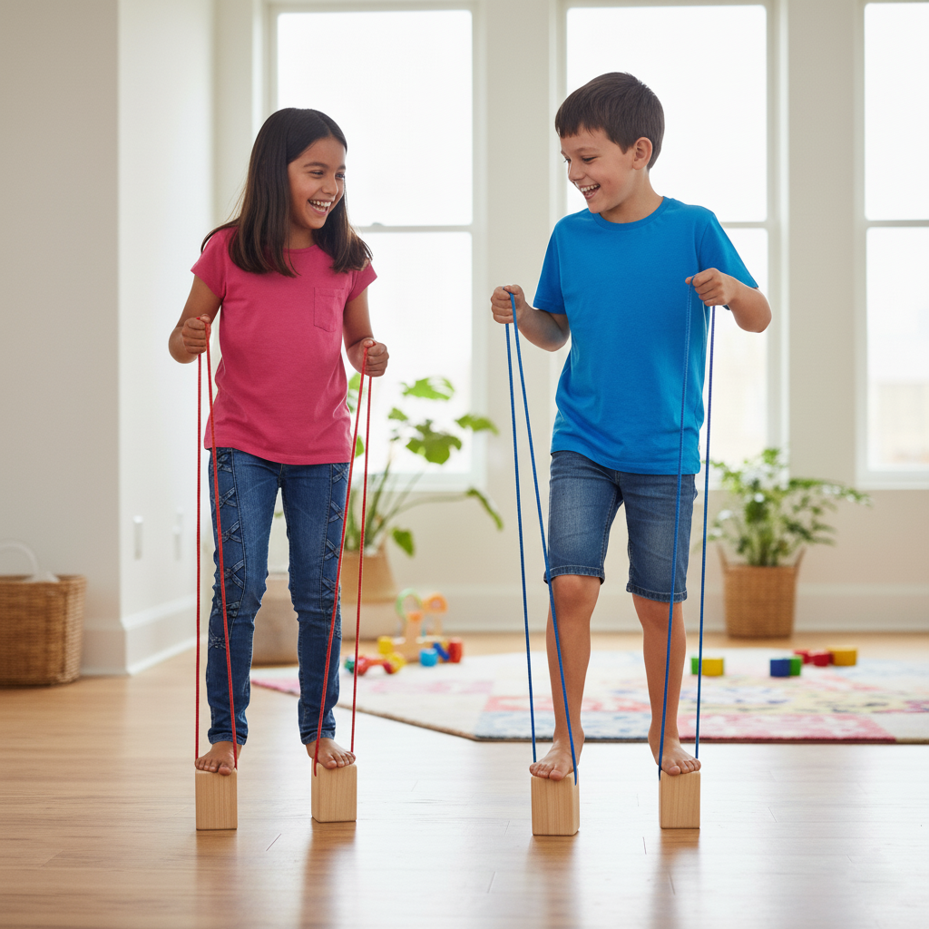 Wooden Walking Blocks Balance Game - Advanced Balance And Coordination Challenge