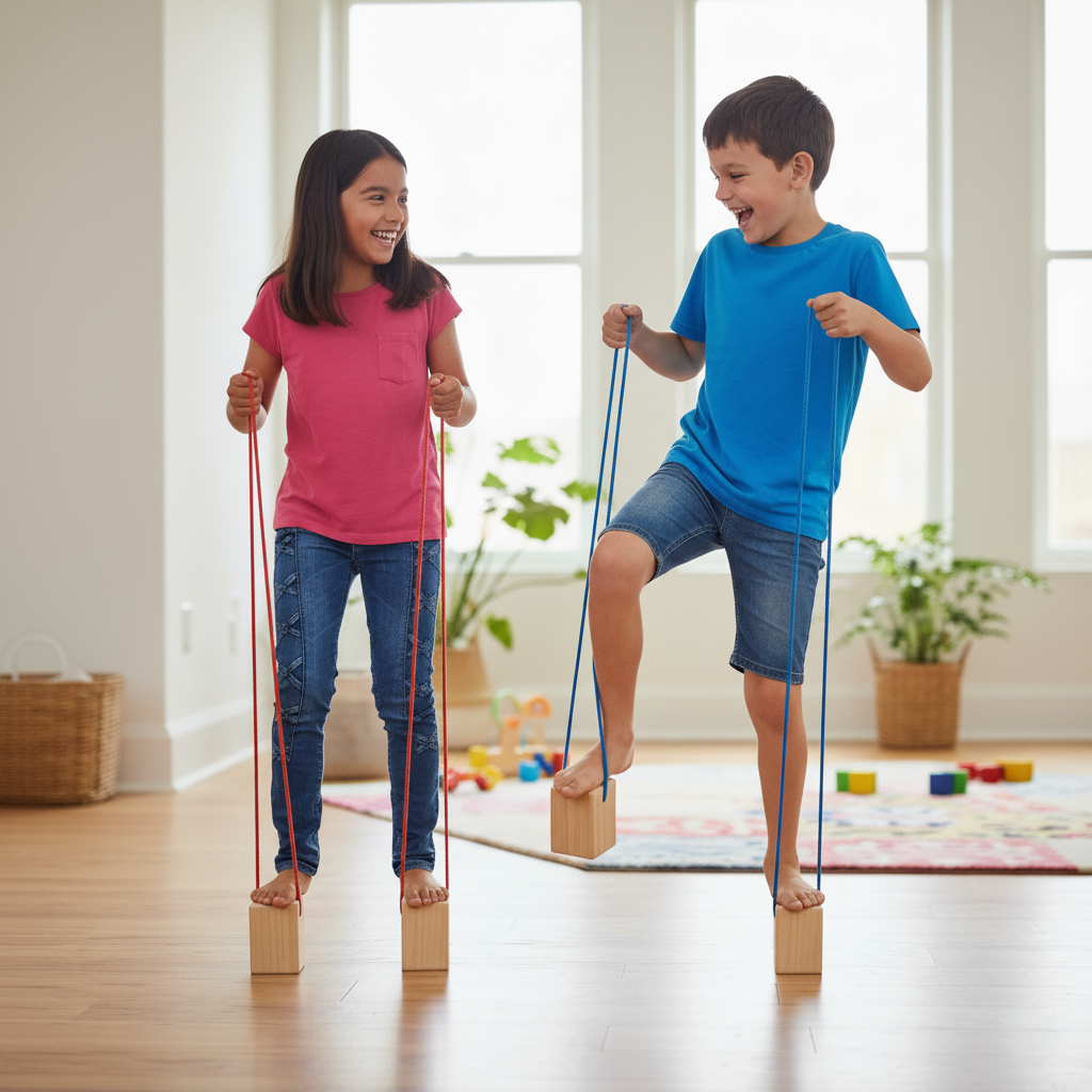 Wooden Walking Blocks Balance Game - Advanced Balance And Coordination Challenge