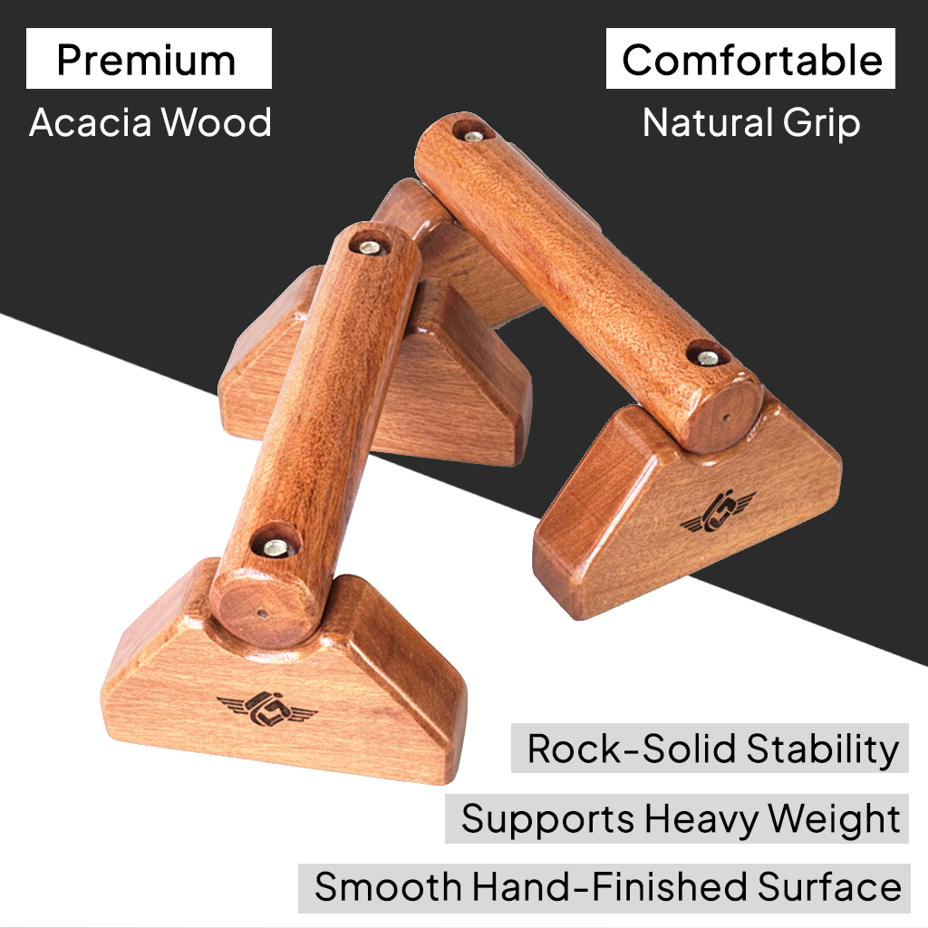 Wooden Push Up Bar Stand for Home And Gym Workouts